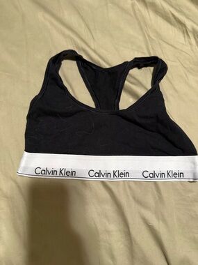 Calvin Klein Black Bralette with White Logo Band